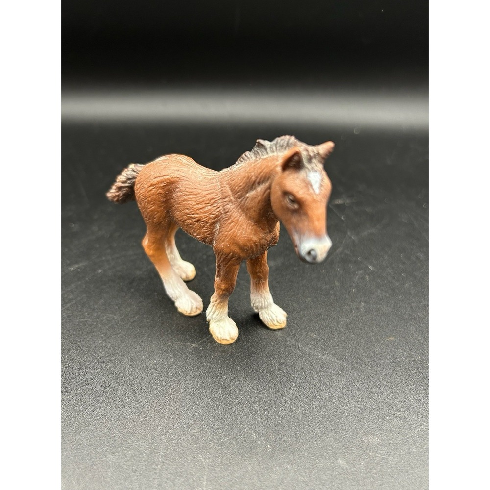 2002 Schleich Germany Brown Foal Figurine Horse Figure Clydesdale
